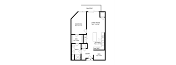 a floor plan of a small house with a bedroom and a living room