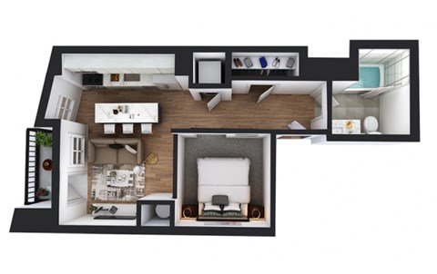 A floor plan of a house with a living room, kitchen, dining room, and bedrooms.