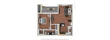 A floor plan of a house with a living room, kitchen, and bathroom.