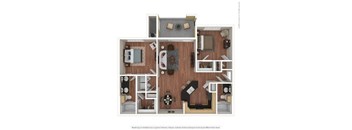 A floor plan of a house with a kitchen, living room, dining room, and bathroom.