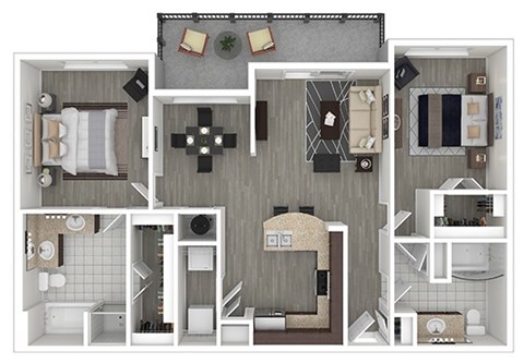 A floor plan of a small apartment with a kitchen, living room, and bathroom.