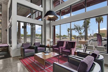 The interior of the leasing office with chairs for guests and desks for leasing staff 333 E. McKinley St. Studio-2 Beds Apartment, Arizona for Rent - Photo Gallery 3