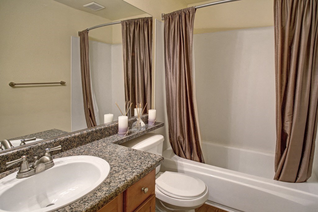 a bathroom with a sink toilet and bathtub