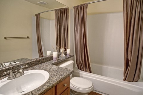 a bathroom with a sink toilet and bathtub