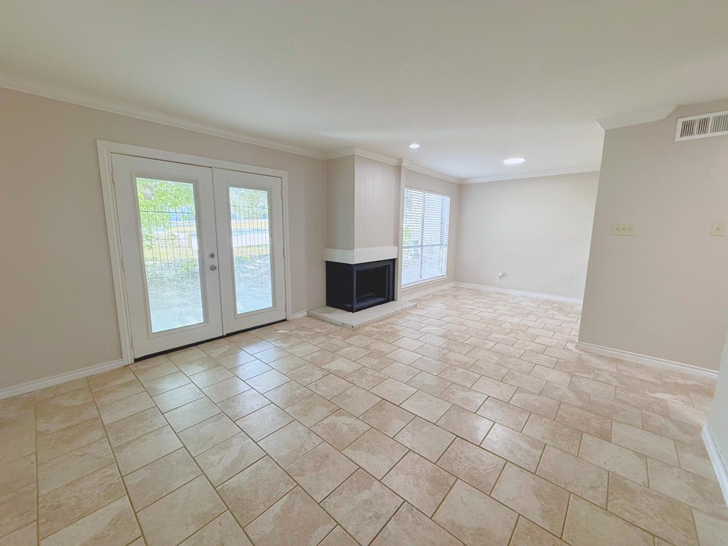 Spacious living room in a Sierra Ranch apartment home in San Antonio, TX.