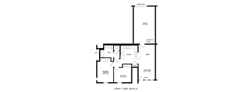 A floor plan of a house with a garage door and a living room.