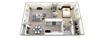 Solano Floor Plan 630 Sq.Ft. at Dover Park Apartments, California