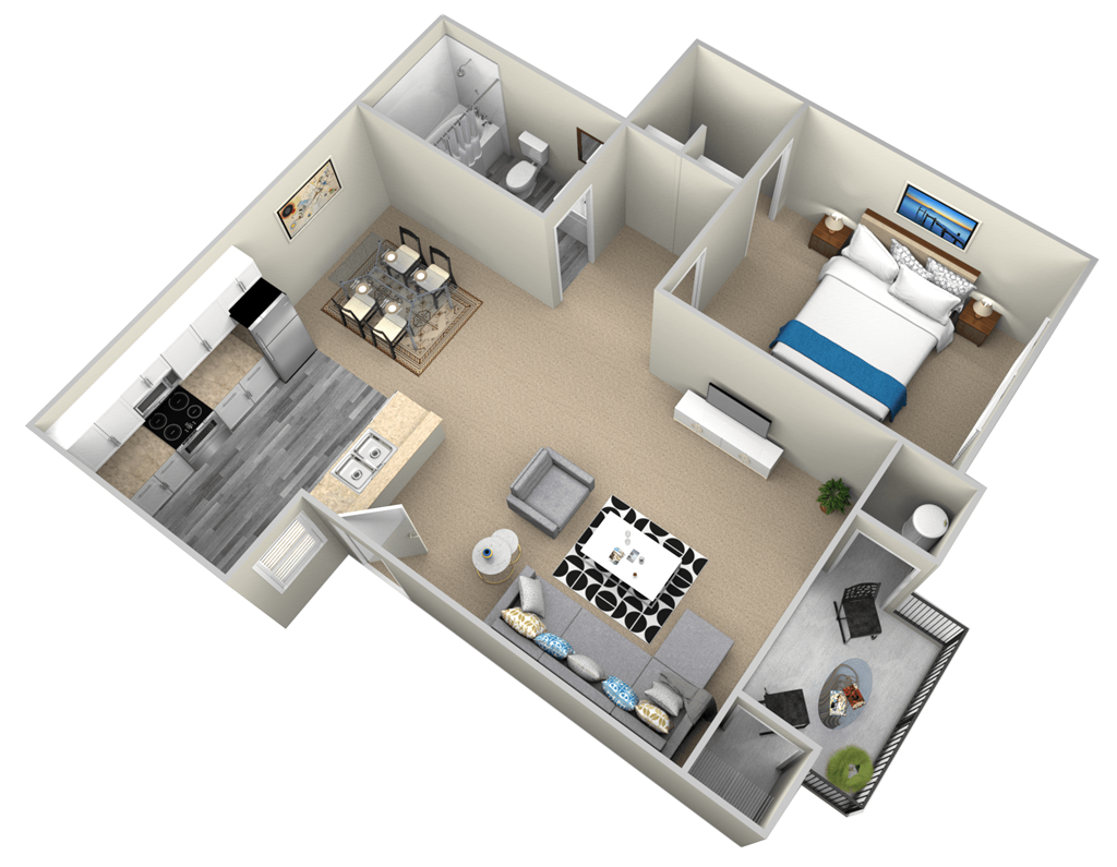 1X1 FLOOR PLAN at Raintree Apartments, CA 92346