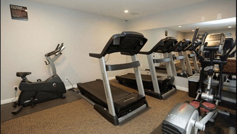 a treadmill and other exercise equipment in a gym