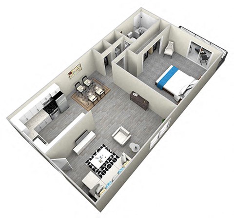 a bedroom and living room are shown in this illustration