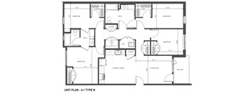 A black and white image of a floor plan for a 4-1 type B unit.