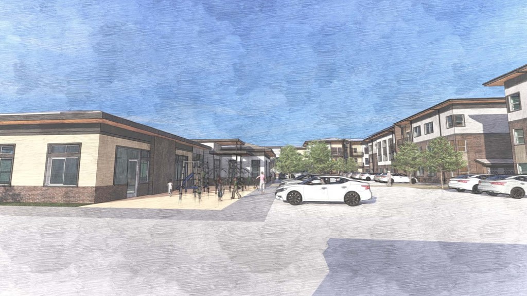 A rendering of the parking lot