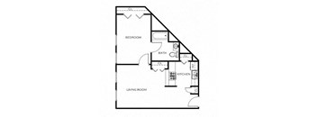 black and white floor plan of a bedroom apartment