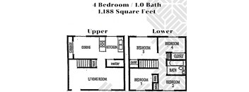 floor plan of the upper and lower floors of a house