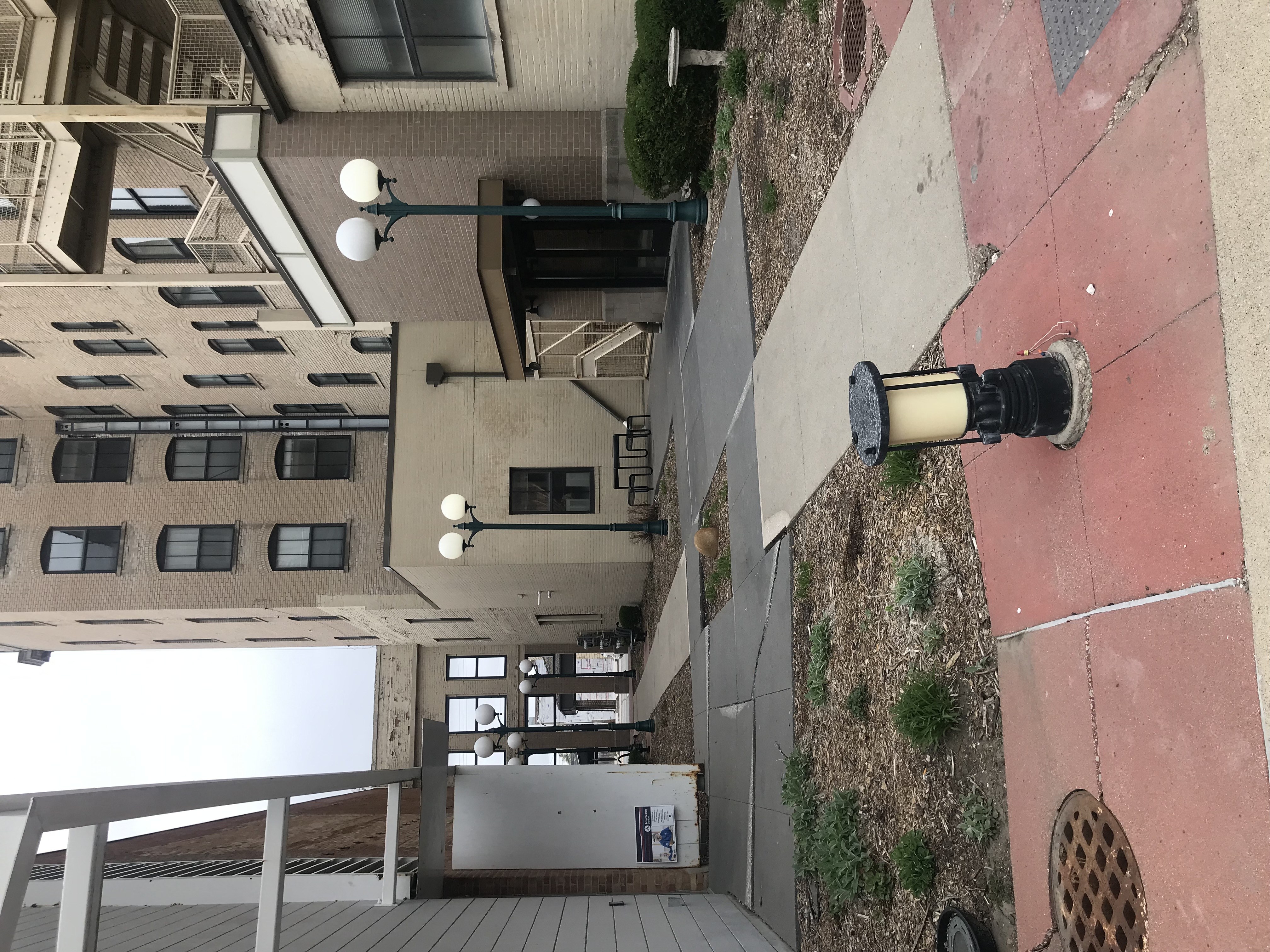 a view of the courtyard from the top of the building