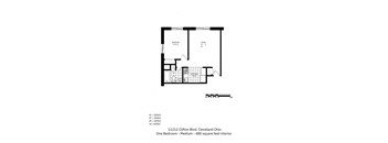 1 Bed 1 Bath Floor Plan at Integrity Gold Coast, Ohio, 44102
