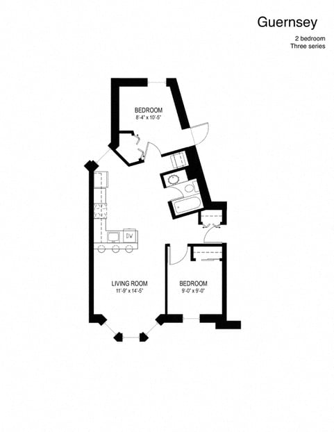 floor plan photo of 2 bedroom 1 Bath
