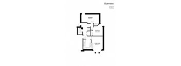 floor plan of 2 Bedroom 1 Bath apartment