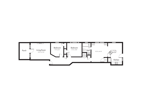 Spacious 2 Bedroom, 1 Bath Floorplan Image