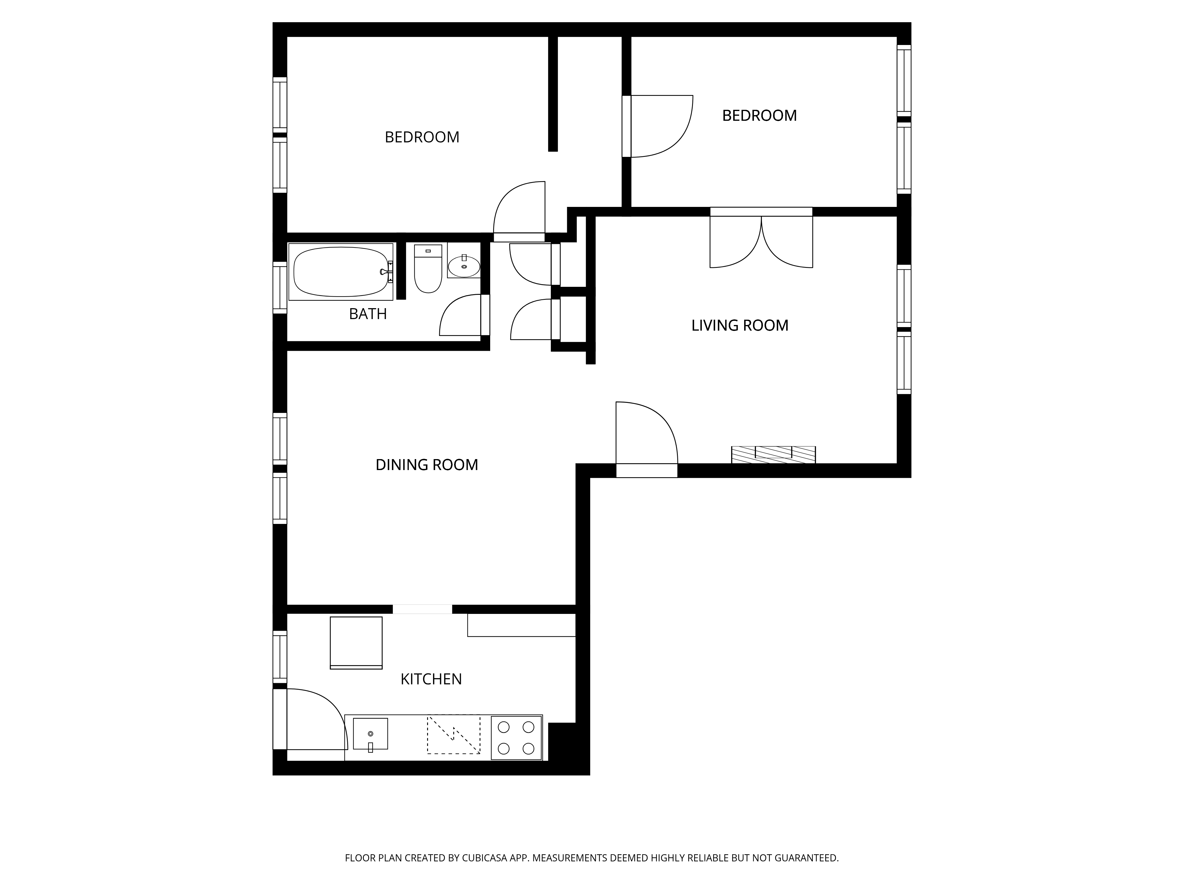 A black and white floor plan of a house with labeled rooms.