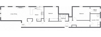 Hampshire 2 Bedroom 1 Bath Floor Plan at Integrity Cleveland Heights, Cleveland Heights, OH, 44106