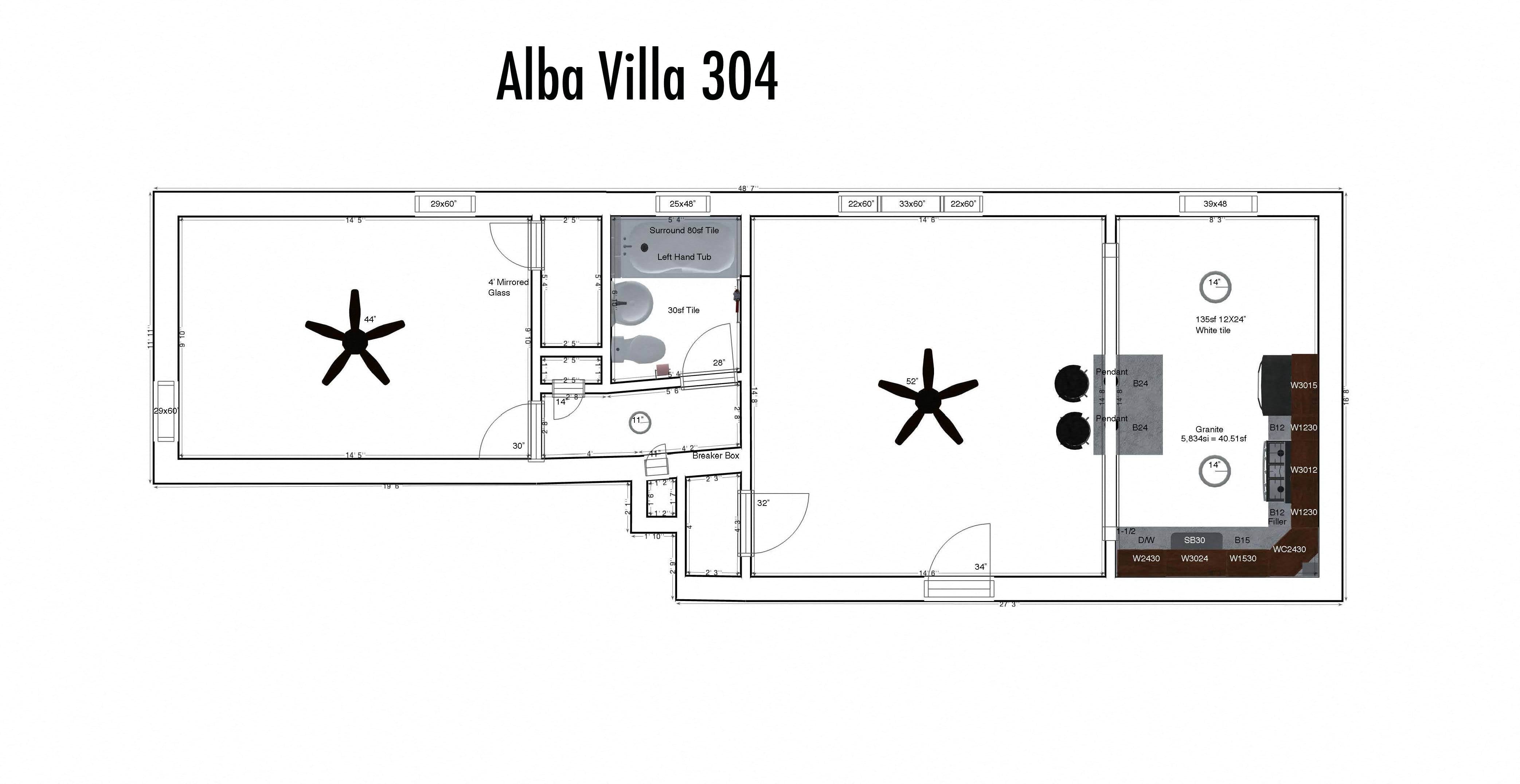 1 Bedroom 1 Bath 585 Sq. Ft. Alba Villa Floor Plan at Integrity Gold Coast Apartments, Lakewood, OH