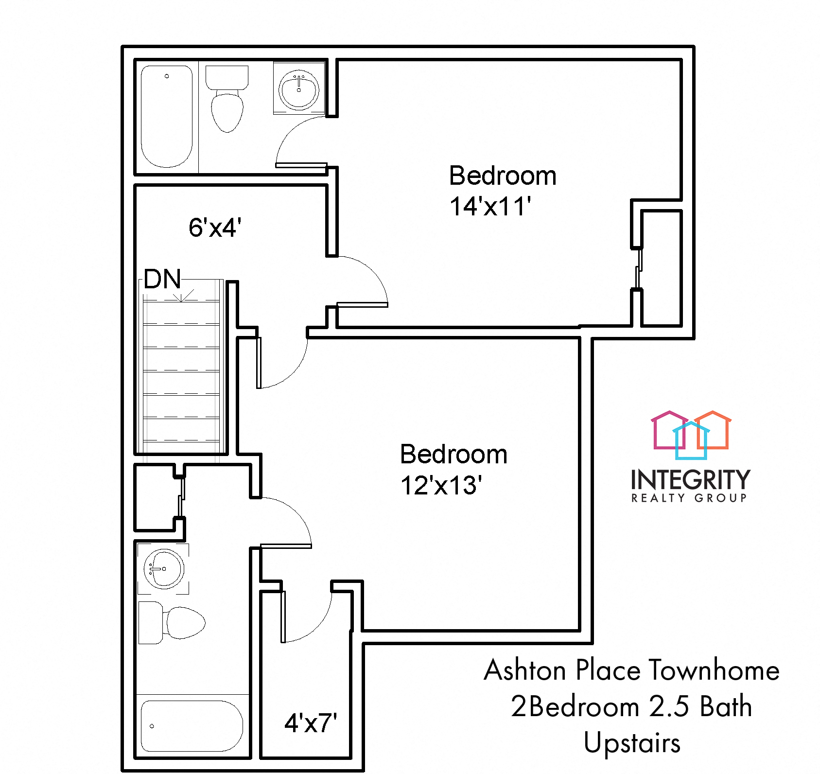 2 bedroom 2.5 Bath Upstairs