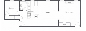 a floor plan of a bedroom apartment
