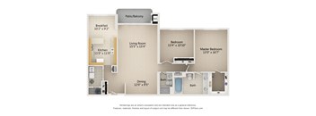 2 Bedroom 2 Bath 1,640 Sq. Ft. Type C Floor Plan at Atrium in The Village, Beachwood, 44122