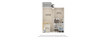 1 Bedroom 1.5 Bath 940 Sq. Ft. Type A Floor plan at Atrium in The Village, Ohio, 44122
