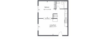 a floor plan of a 1 bedroom apartment