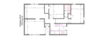 2 Bedroom 1 Bath Floor Plan at Integrity Gold Coast, Cleveland, Ohio, 44102
