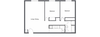 2 Bedroom 1 Bath 700 Sq. Ft Floor Plan, Integrity Berea Apartments,  44017
