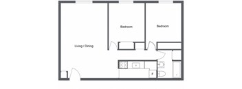 2 bedroom 1 bath floor plan