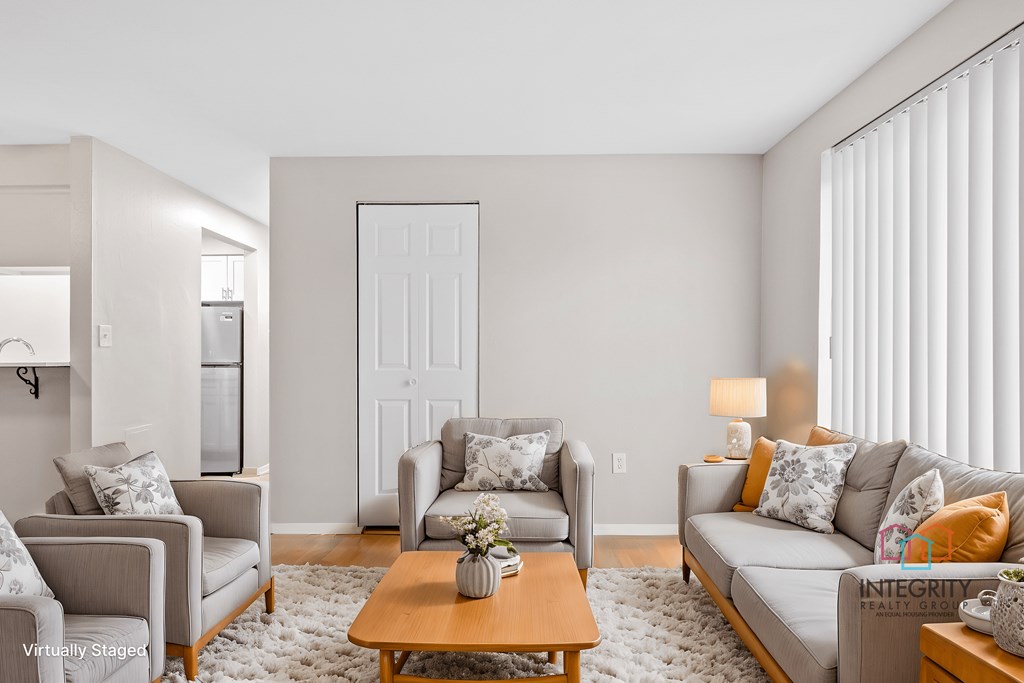 An example of a living room fully furnished.