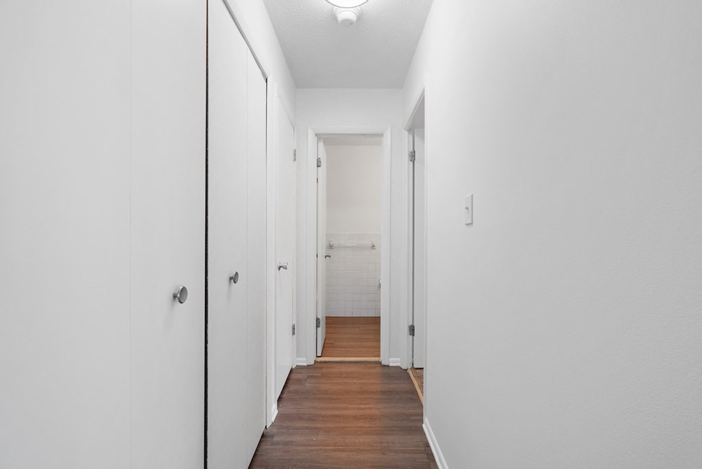 Updated Wynwood hallway to beds and baths.