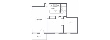 a floor plan of a house with a bedroom and a living room