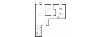 a floor plan of a bedroom apartment