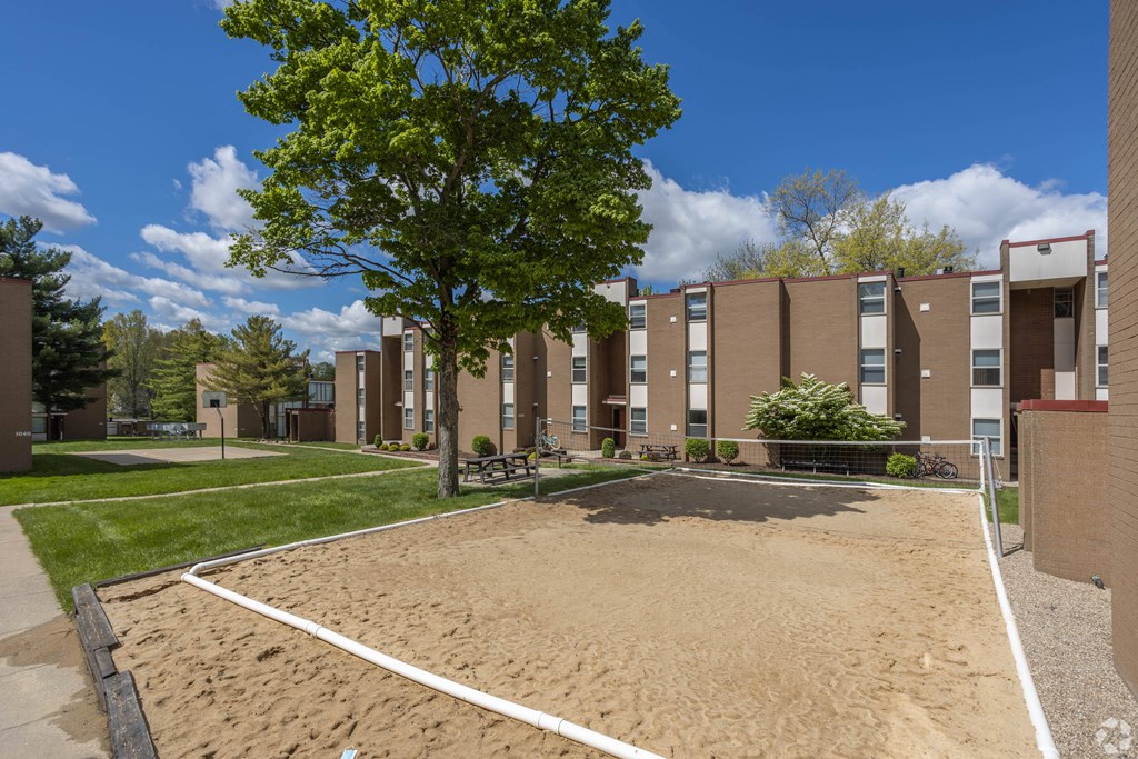Volleyball court at Eagles Landing Apartments, Integrity Realty, Kent, 44240