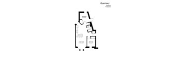 A floor plan of a three bedroom Guernsey apartment.