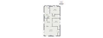 The Holly 2 Bedroom 1 Bath A 1000 Sq. Ft Floor Plan at Integrity Gold Coast, Cleveland, OH, 44102