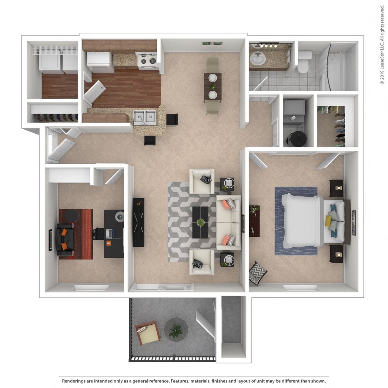 Chesterfield Cup 1 Bedroom Den 841 Sq. Ft. at Hunt Club Apartments, Integrity Realty, OH, 44321