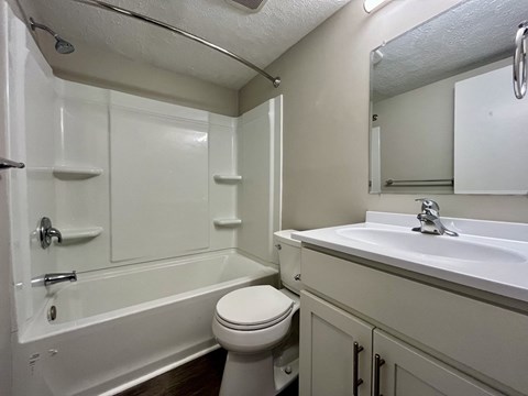 a bathroom with a sink toilet and a tub