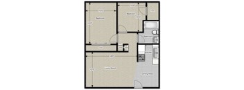 2 Bedroom 1 Bath Deluxe 700 Sq. Ft Floor Plan at Jordan Court Apartments, Integrity Realty, Kent, 44240