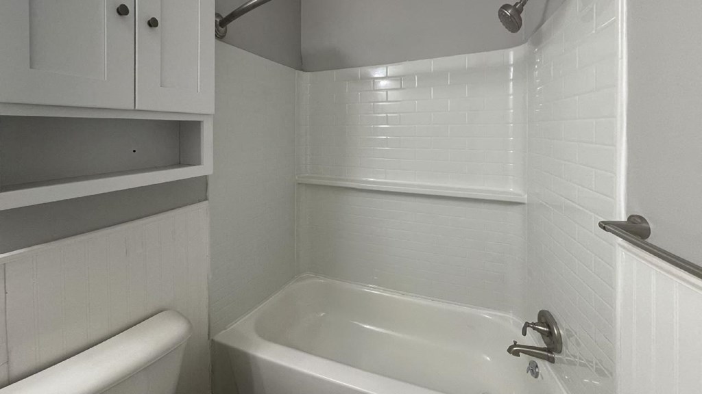 Renovated bathroom in select apartment homes at Jordan Court Apartments, Integrity Realty, Kent