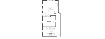 a floor plan of an efficient 1 bedroom apartment