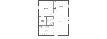 a floor plan of a 2 bedroom 1 bath apartment