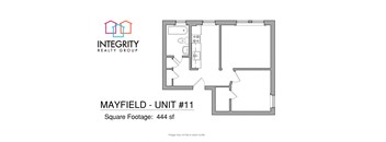 1 Bed 1 Bath Floor Plan at Integrity Cleveland Heights, Ohio, 44106