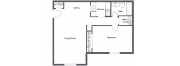a drawing of a floor plan with a bedroom and a living room