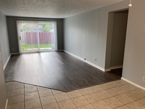 Living room with plank flooring